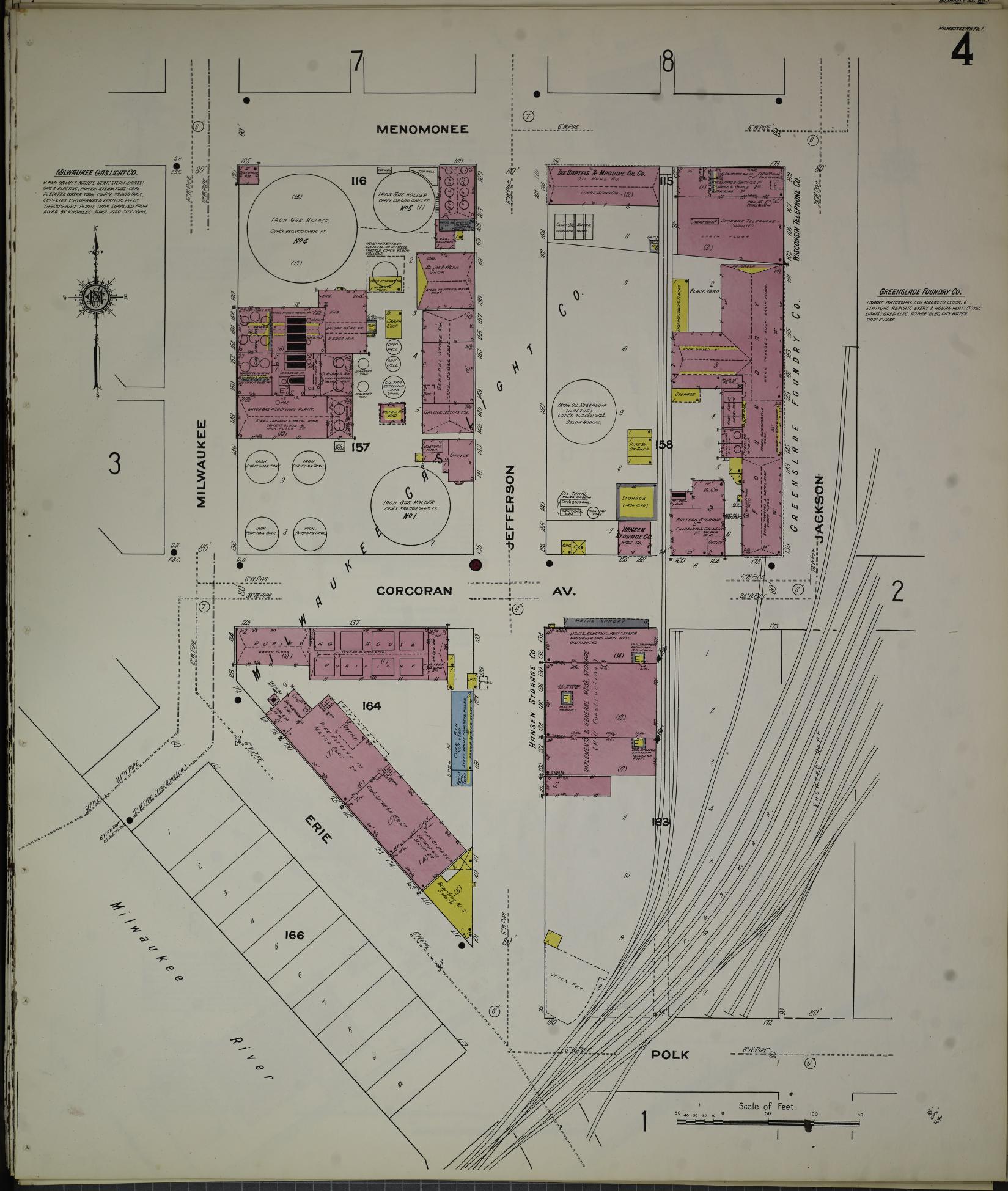 Sanborn Fire Insurance Map from Milwaukee, Milwaukee County, Wisconsin (1910), Sheet #0004 - Historic Sanborn Fire Insurance Map Print, vintage old map wall art, antique decor, genealogy gift, Wisconsin Wisconsin map