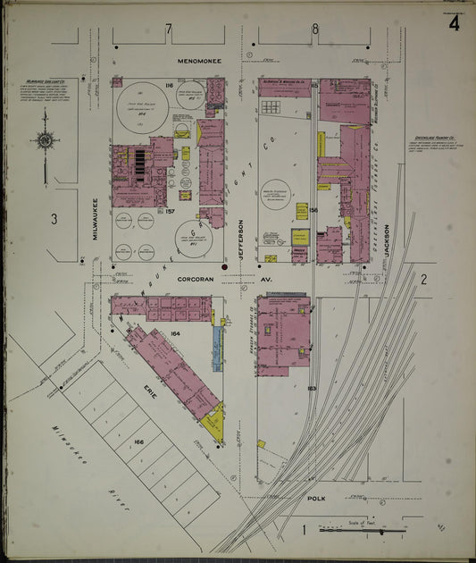 Sanborn Fire Insurance Map from Milwaukee, Milwaukee County, Wisconsin (1910), Sheet #0004 - Historic Sanborn Fire Insurance Map Print, vintage old map wall art, antique decor, genealogy gift, Wisconsin Wisconsin map