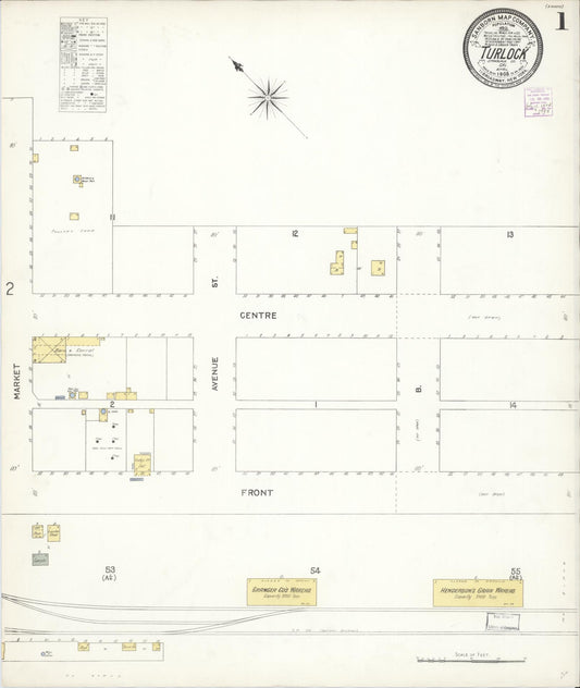 Sanborn Fire Insurance Map from Turlock, Stanislaus County, California. (1905) – Historic Sanborn Fire Insurance Map Print