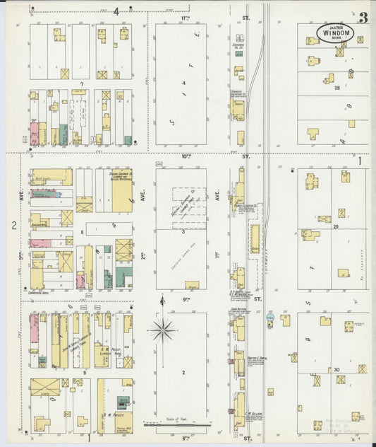 Sanborn Fire Insurance Map from Windom, Cottonwood County, Minnesota (1900), Sheet #0003 - Historic Sanborn Fire Insurance Map Print, vintage old map wall art, antique decor, genealogy gift, Minnesota Minnesota map