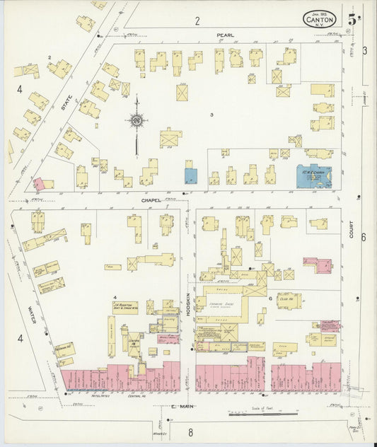 Sanborn Fire Insurance Map from Canton, St. Lawrence County, New York (1913), Sheet #0005 - Historic Sanborn Fire Insurance Map Print, vintage old map wall art, antique decor, genealogy gift, New York New York map