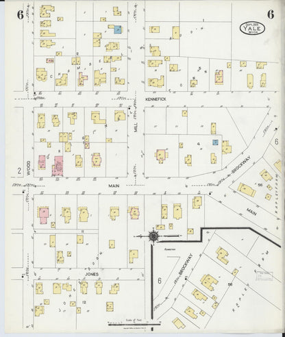 Sanborn Fire Insurance Map from Yale, Saint Clair County, Michigan (1924), Sheet #0006 - Historic Sanborn Fire Insurance Map Print, vintage old map wall art, antique decor, genealogy gift, Michigan Michigan map