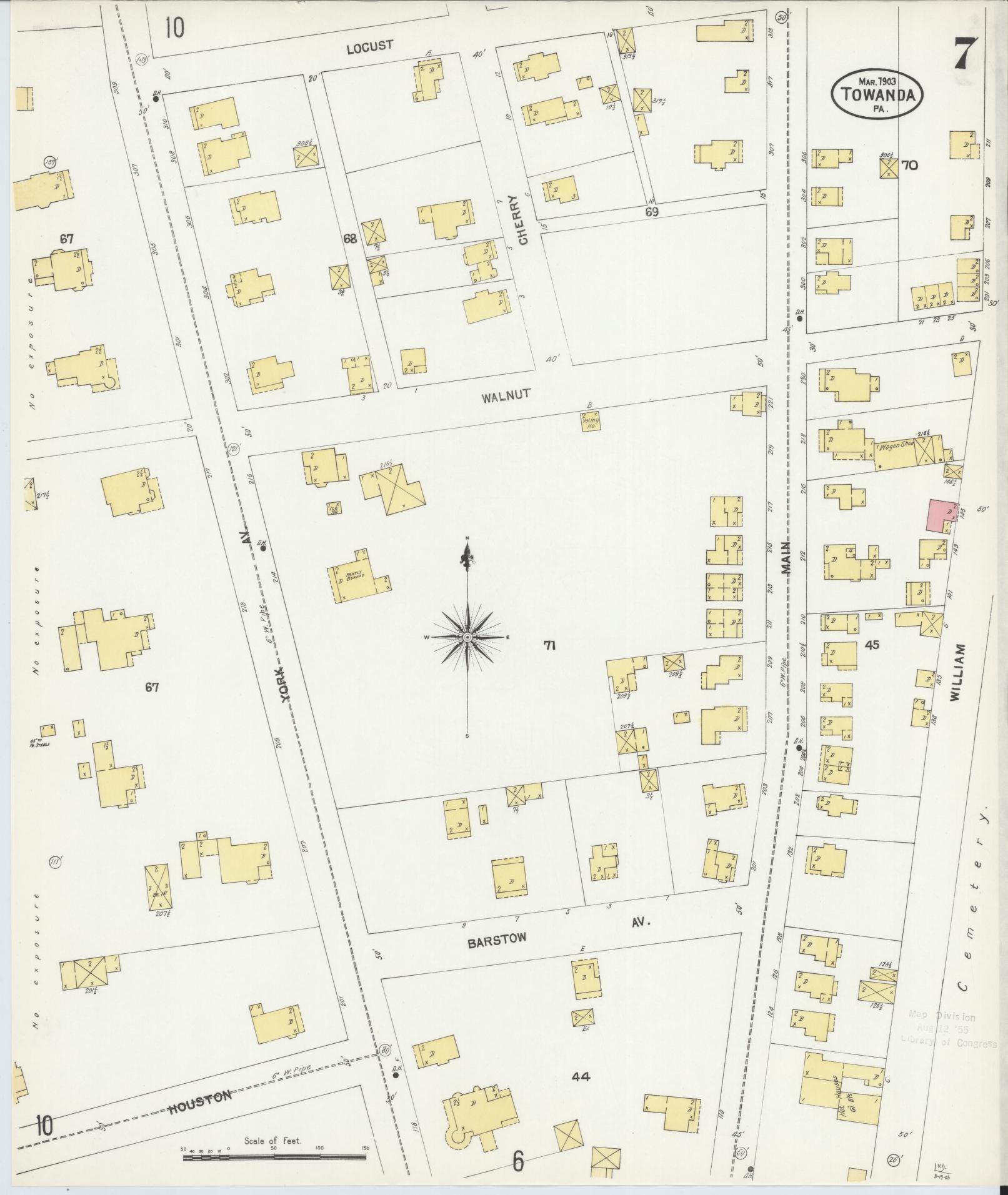 Sanborn Fire Insurance Map from Towanda, Bradford County, Pennsylvania (1903), Sheet #0007 - Complete Map Set gallery image, historic Sanborn map, vintage wall art, Pennsylvania Pennsylvania