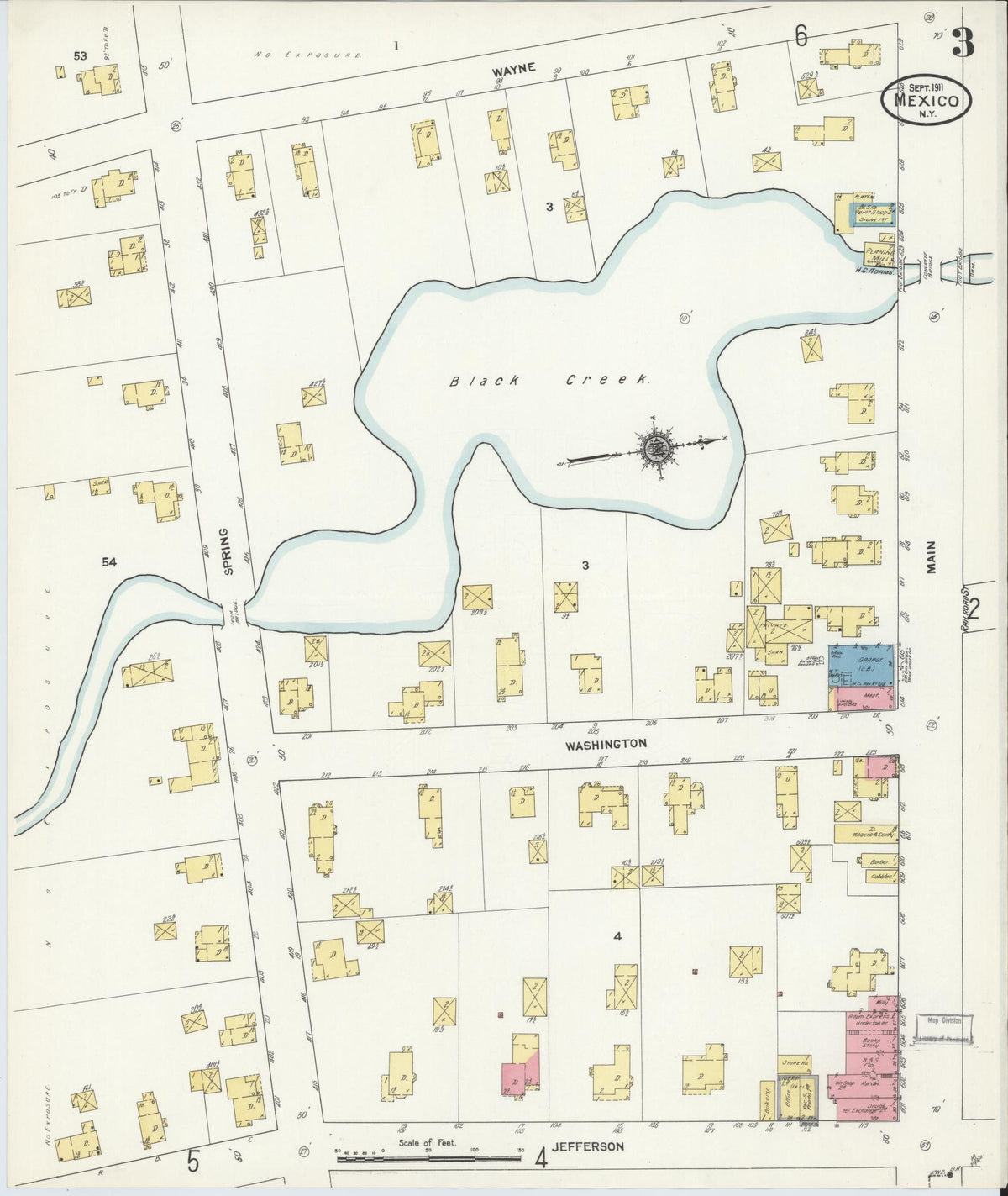 Sanborn Fire Insurance Map from Mexico, Oswego County, New York (1911), Sheet #0003 - Complete Map Set gallery image, historic Sanborn map, vintage wall art, New York New York