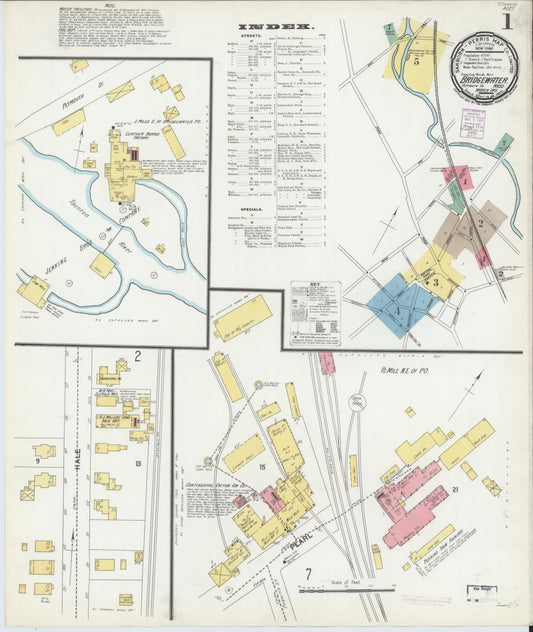 Sanborn Fire Insurance Map from Bridgewater, Plymouth County, Massachusetts (1901), Sheet #0001 - Complete Map Set gallery image, historic Sanborn map, vintage wall art, Massachusetts Massachusetts