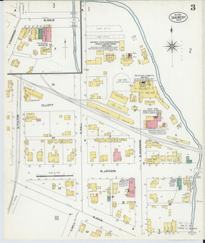 Sanborn Fire Insurance Map from Van Wert, Van Wert County, Ohio (1901), Sheet #0003 - Historic Sanborn Fire Insurance Map Print, vintage old map wall art, antique decor, genealogy gift, Ohio Ohio map