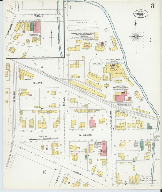 Sanborn Fire Insurance Map from Van Wert, Van Wert County, Ohio (1901), Sheet #0003 - Historic Sanborn Fire Insurance Map Print, vintage old map wall art, antique decor, genealogy gift, Ohio Ohio map