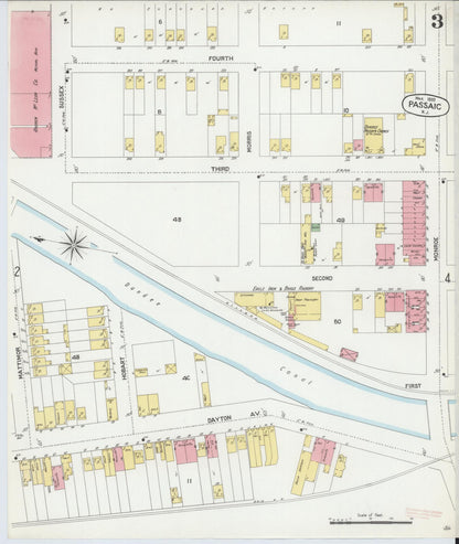 Sanborn Fire Insurance Map from Passaic, Passaic County, New Jersey (1899), Sheet #0003 - Complete Map Set gallery image, historic Sanborn map, vintage wall art, New Jersey New Jersey