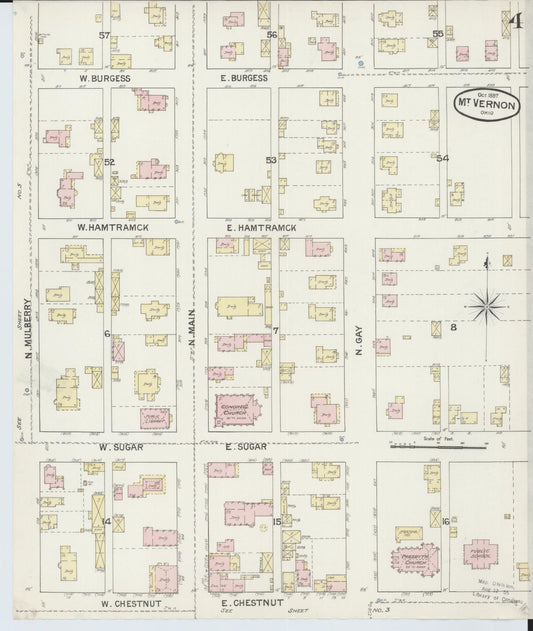 Sanborn Fire Insurance Map from Mount Vernon, Knox County, Ohio (1887), Sheet #0004 - Historic Sanborn Fire Insurance Map Print, vintage old map wall art, antique decor, genealogy gift, Ohio Ohio map