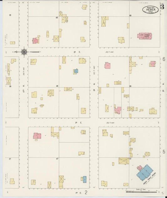 Sanborn Fire Insurance Map from Heber, Wasatch County, Utah (1917), Sheet #0003 - Historic Sanborn Fire Insurance Map Print, vintage old map wall art, antique decor, genealogy gift, Utah Utah map