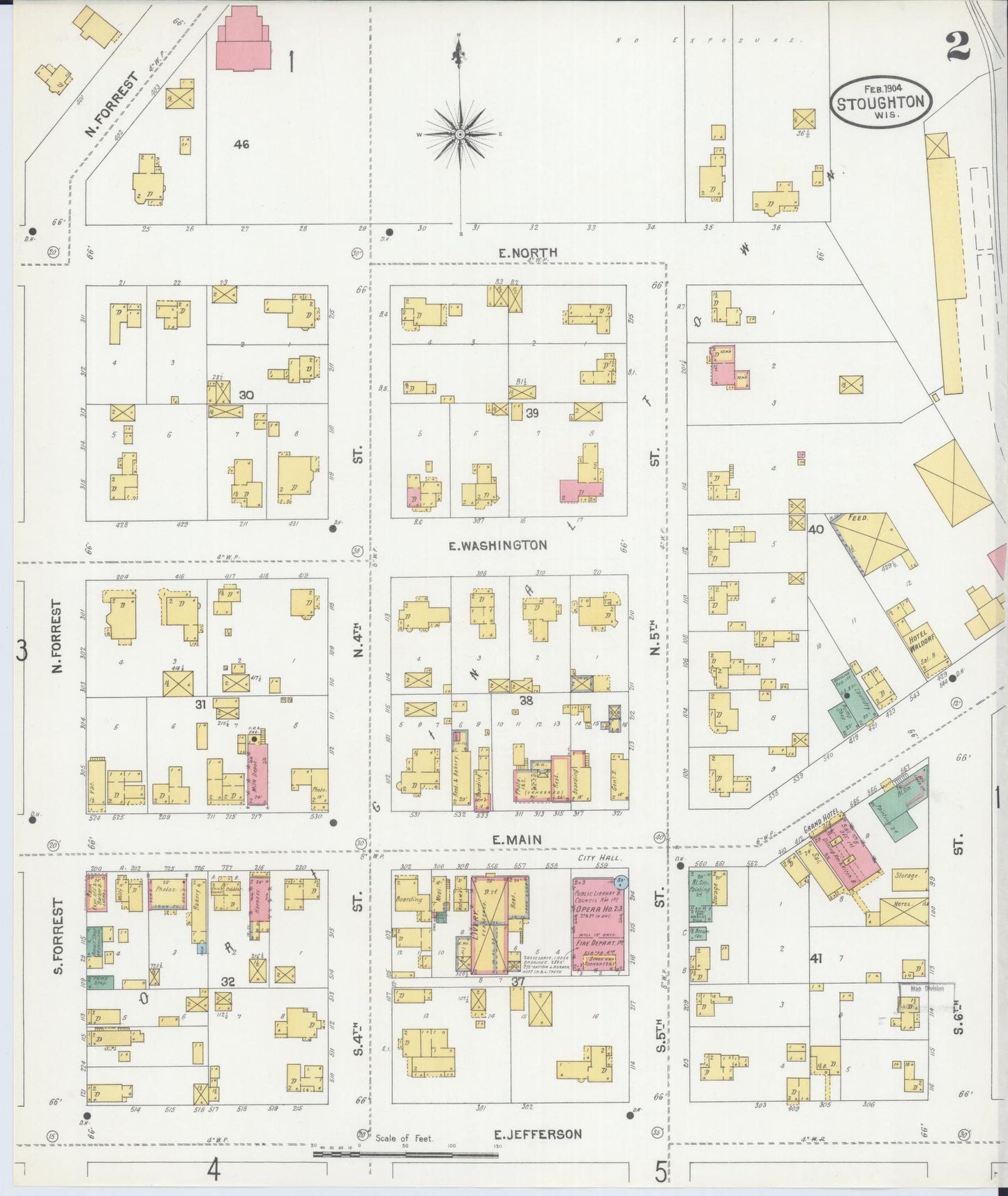 Sanborn Fire Insurance Map from Stoughton, Dane County, Wisconsin (1904), Sheet #0002 - Historic Sanborn Fire Insurance Map Print, vintage old map wall art, antique decor, genealogy gift, Wisconsin Wisconsin map