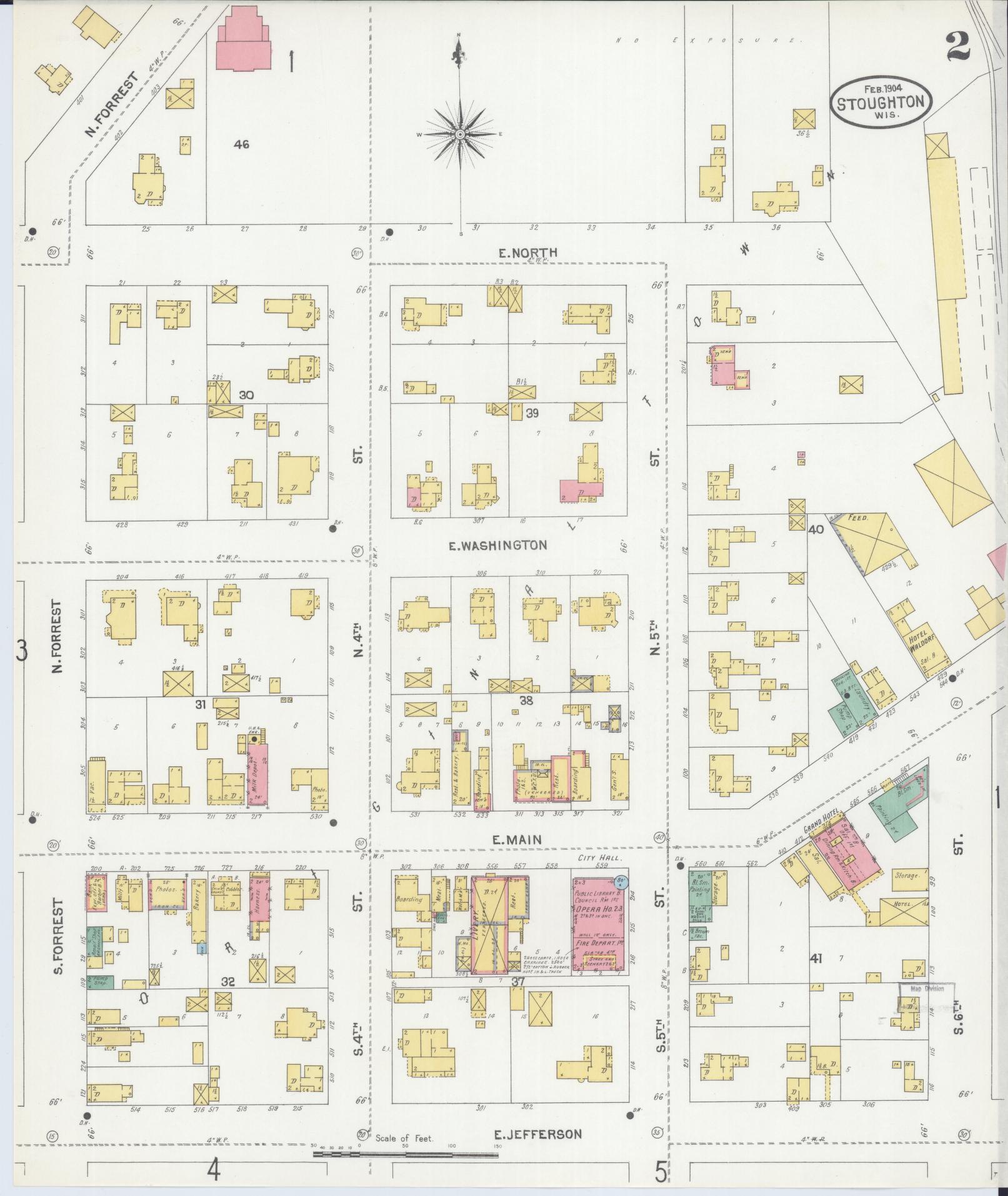 Sanborn Fire Insurance Map from Stoughton, Dane County, Wisconsin (1904), Sheet #0002 - Historic Sanborn Fire Insurance Map Print, vintage old map wall art, antique decor, genealogy gift, Wisconsin Wisconsin map