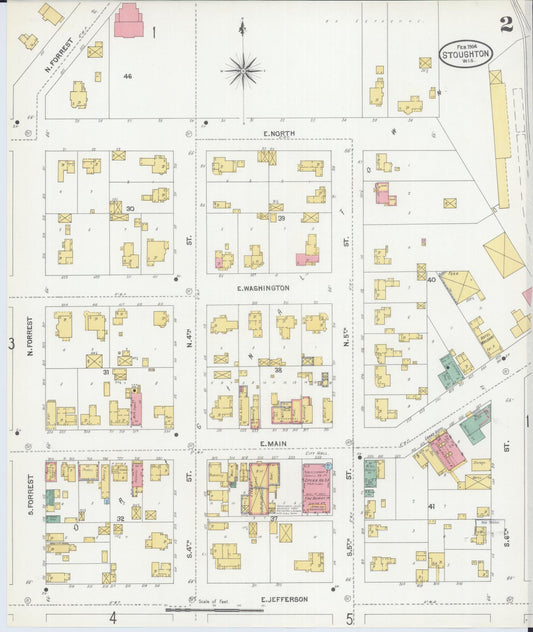 Sanborn Fire Insurance Map from Stoughton, Dane County, Wisconsin (1904), Sheet #0002 - Historic Sanborn Fire Insurance Map Print, vintage old map wall art, antique decor, genealogy gift, Wisconsin Wisconsin map