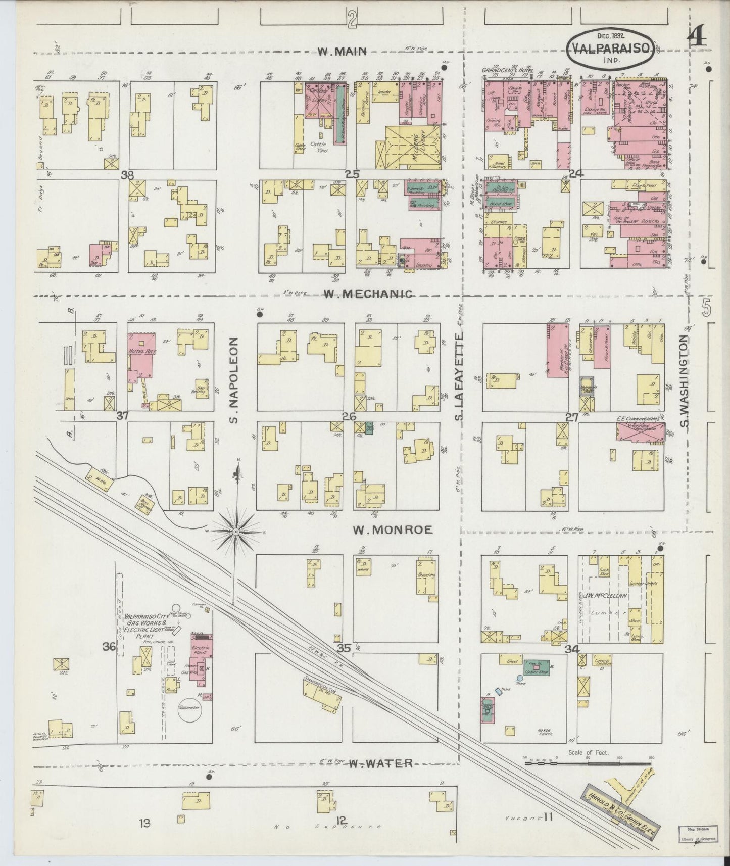 Sanborn Fire Insurance Map from Valparaiso, Porter County, Indiana (1892), Sheet #0004 - Complete Map Set gallery image, historic Sanborn map, vintage wall art, Indiana Indiana