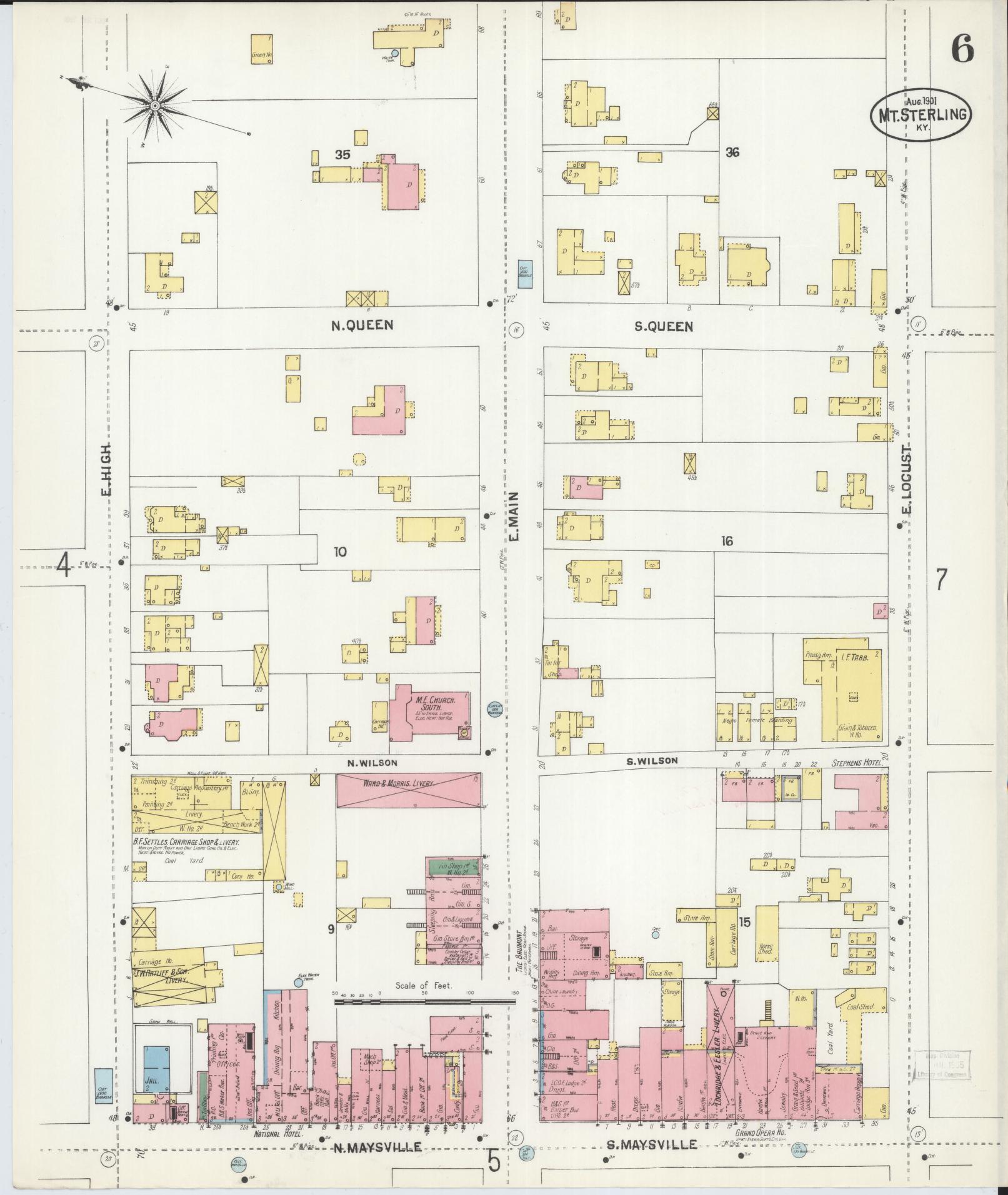 Sanborn Fire Insurance Map from Mount Sterling, Montgomery County, Kentucky (1901), Sheet #0006 - Complete Map Set gallery image, historic Sanborn map, vintage wall art, Kentucky Kentucky