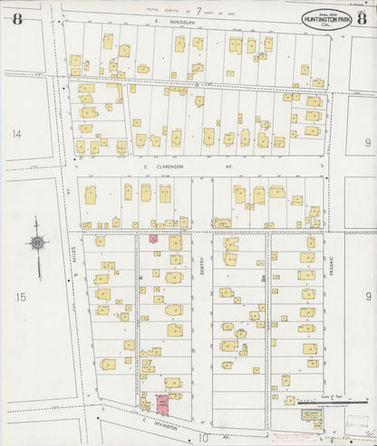 Sanborn Fire Insurance Map from Huntington Park, Los Angeles County, California (1924), Sheet #0008 - Complete Map Set gallery image, historic Sanborn map, vintage wall art, California California