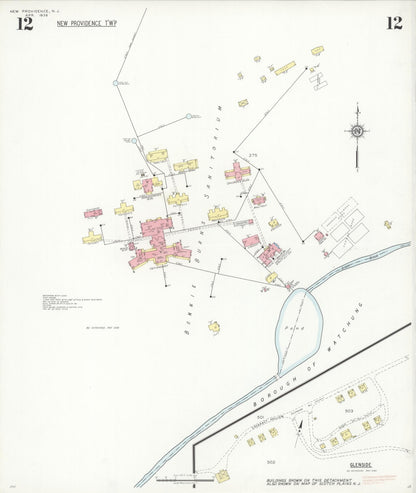 Sanborn Fire Insurance Map from New Providence, Union County, New Jersey (1938), Sheet #0012 - Complete Map Set gallery image, historic Sanborn map, vintage wall art, New Jersey New Jersey