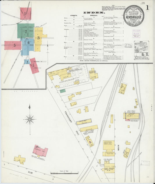 Sanborn Fire Insurance Map from Versailles, Woodford County, Kentucky (1903), Sheet #0001 - Historic Sanborn Fire Insurance Map Print, vintage old map wall art, antique decor, genealogy gift, Kentucky Kentucky map