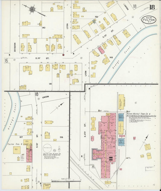 Sanborn Fire Insurance Map from Fulton, Oswego County, New York (1911), Sheet #0018 - Historic Sanborn Fire Insurance Map Print, vintage old map wall art, antique decor, genealogy gift, New York New York map