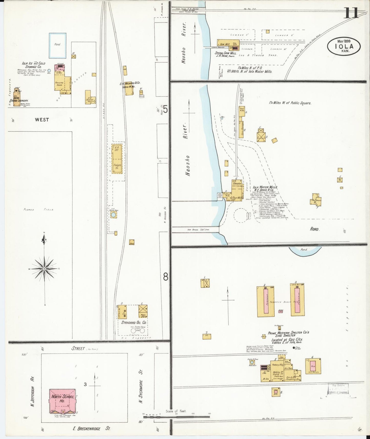 Sanborn Fire Insurance Map from Iola, Allen County, Kansas (1899), Sheet #0011 - Complete Map Set gallery image, historic Sanborn map, vintage wall art, Kansas Kansas