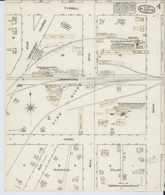 Sanborn Fire Insurance Map from Saint Louis, Gratiot County, Michigan (1884), Sheet #0004 - Historic Sanborn Fire Insurance Map Print, vintage old map wall art, antique decor, genealogy gift, Michigan Michigan map