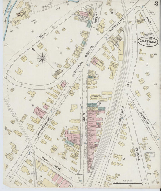 Sanborn Fire Insurance Map from Chatham, Columbia County, New York (1886), Sheet #0003 - Historic Sanborn Fire Insurance Map Print, vintage old map wall art, antique decor, genealogy gift, New York New York map