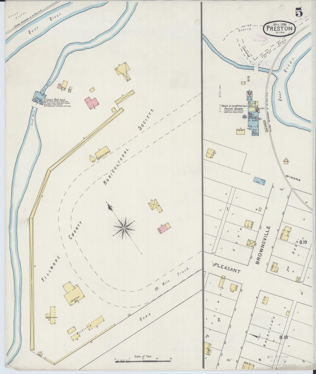 Sanborn Fire Insurance Map from Preston, Fillmore County, Minnesota (1894), Sheet #0005 - Complete Map Set gallery image, historic Sanborn map, vintage wall art, Minnesota Minnesota