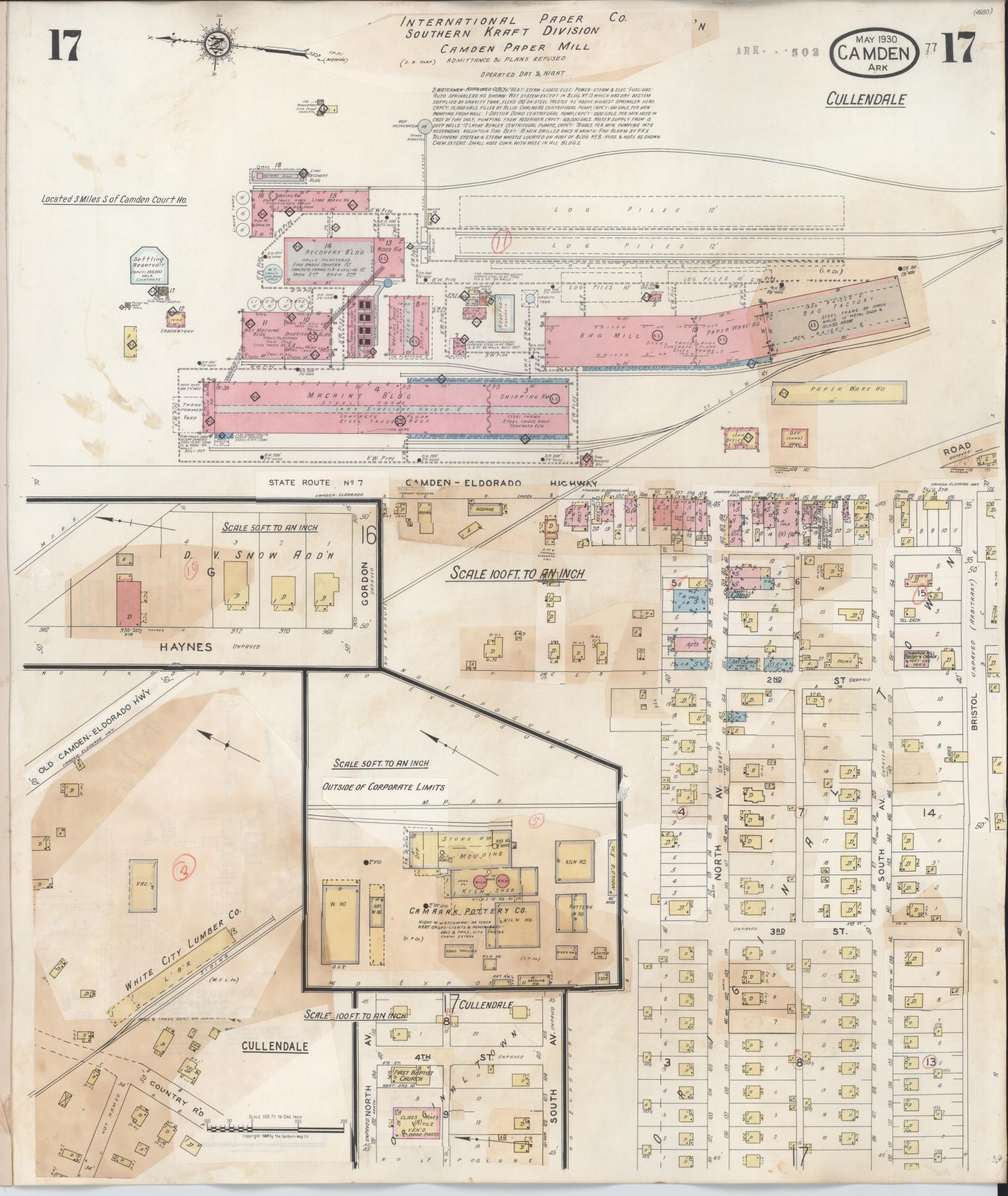 Sanborn Fire Insurance Map from Camden, Ouachita County, Arkansas (1948), Sheet #0017 - Complete Map Set gallery image, historic Sanborn map, vintage wall art, Arkansas Arkansas