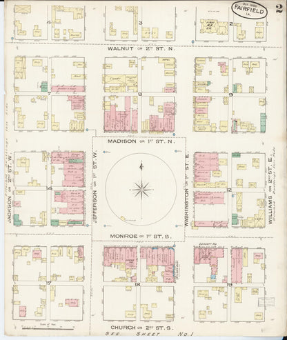 Sanborn Fire Insurance Map from Fairfield, Jefferson County, Iowa (1885), Sheet #0002 - Historic Sanborn Fire Insurance Map Print