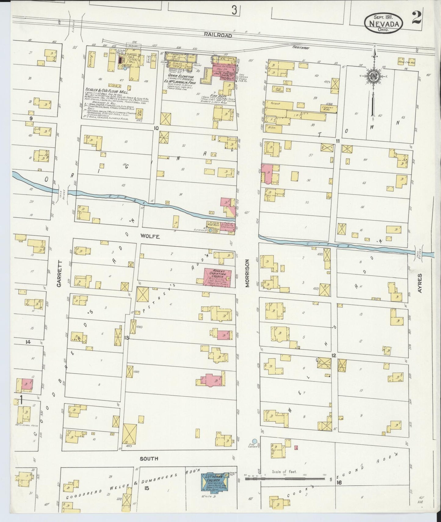 Sanborn Fire Insurance Map from Nevada, Wyandot County, Ohio (1911), Sheet #0002 - Complete Map Set gallery image, historic Sanborn map, vintage wall art, Ohio Ohio