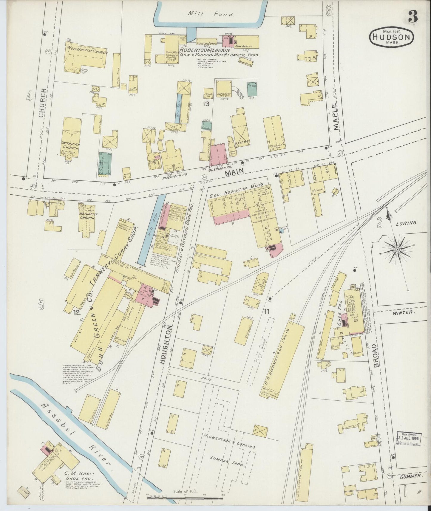 Sanborn Fire Insurance Map from Hudson, Middlesex County, Massachusetts (1894), Sheet #0003 - Complete Map Set gallery image, historic Sanborn map, vintage wall art, Massachusetts Massachusetts