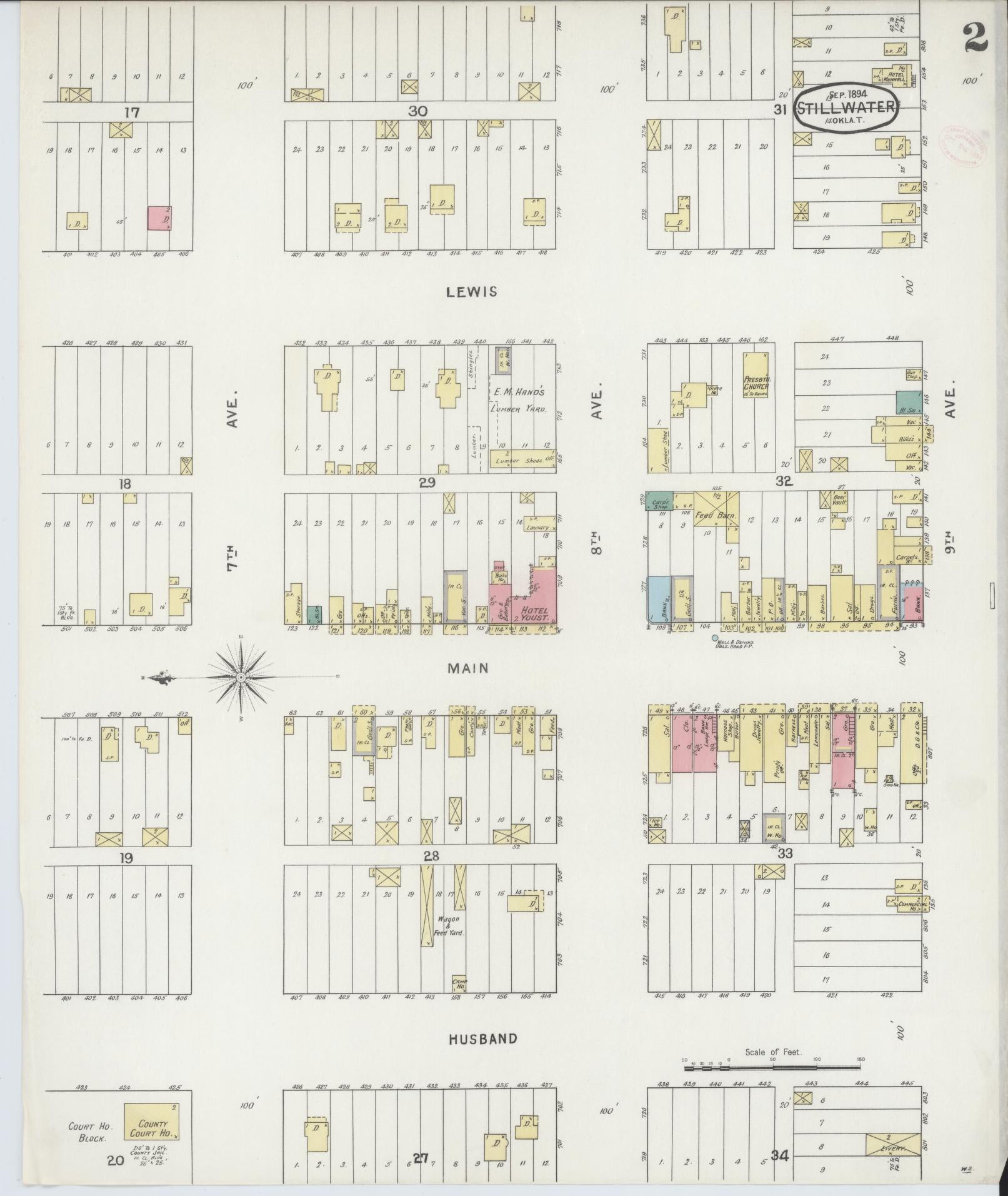 Sanborn Fire Insurance Map from Stillwater, Payne County, Oklahoma (1894), Sheet #0002 - Historic Sanborn Fire Insurance Map Print, vintage old map wall art, antique decor, genealogy gift, Oklahoma Oklahoma map