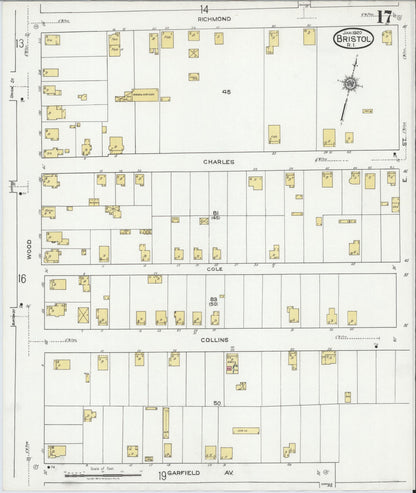 Sanborn Fire Insurance Map from Bristol, Bristol County, Rhode Island (1920), Sheet #0017 - Complete Map Set gallery image, historic Sanborn map, vintage wall art, Rhode Island Rhode Island