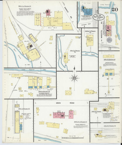 Sanborn Fire Insurance Map from Petoskey, Emmet County, Michigan (1907), Sheet #0020 - Complete Map Set gallery image, historic Sanborn map, vintage wall art, Michigan Michigan