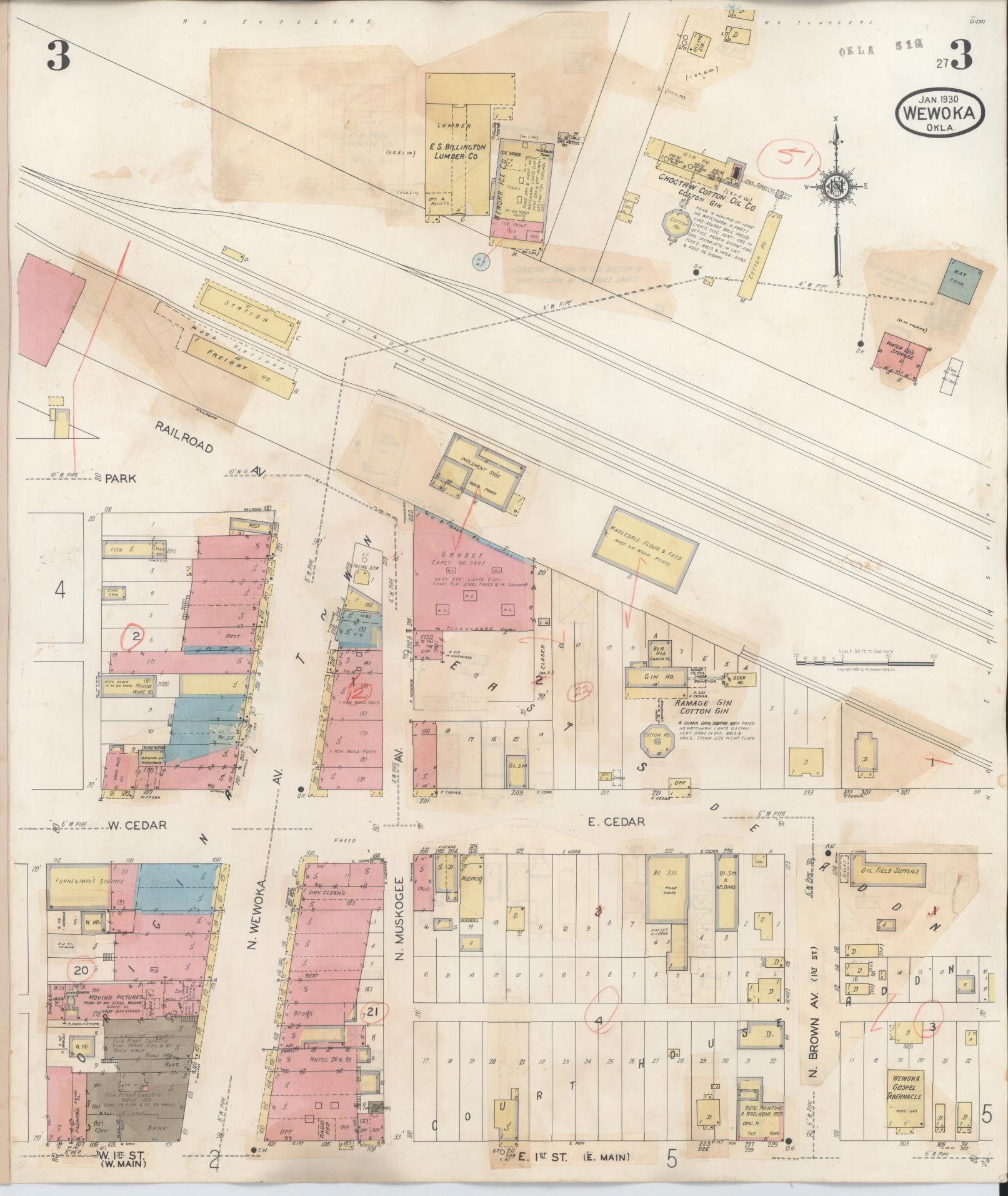 Sanborn Fire Insurance Map from Wewoka, Seminole County, Oklahoma (1945), Sheet #0003 - Historic Sanborn Fire Insurance Map Print, vintage old map wall art, antique decor, genealogy gift, Oklahoma Oklahoma map