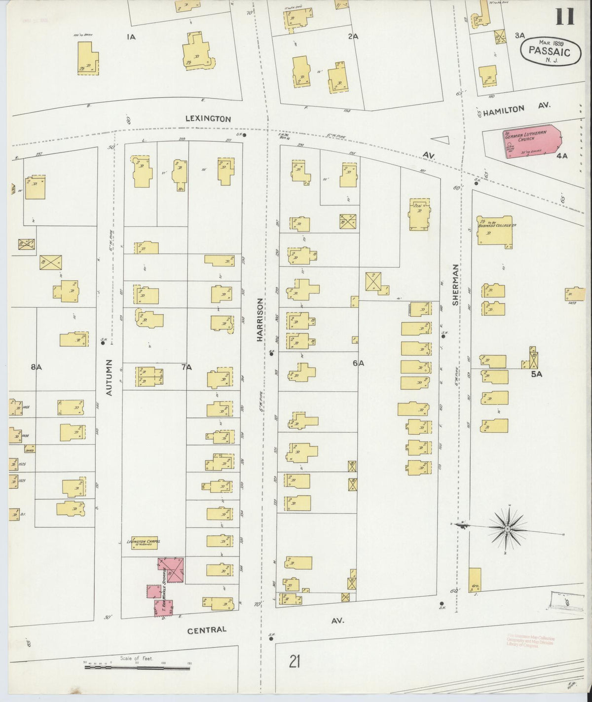 Sanborn Fire Insurance Map from Passaic, Passaic County, New Jersey (1899), Sheet #0011 - Complete Map Set gallery image, historic Sanborn map, vintage wall art, New Jersey New Jersey