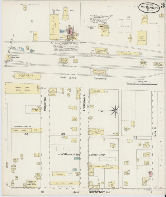 Sanborn Fire Insurance Map from McKinney, Collin County, Texas (1888), Sheet #0003 - Historic Sanborn Fire Insurance Map Print, vintage old map wall art, antique decor, genealogy gift, Texas Texas map