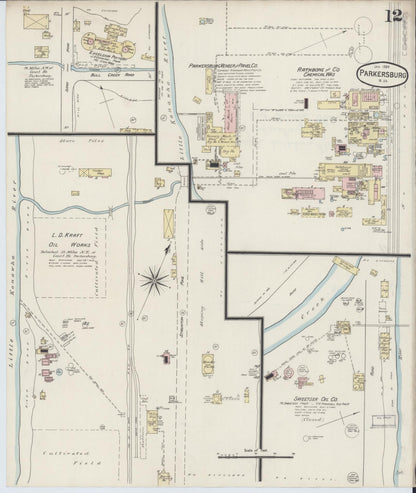 Sanborn Fire Insurance Map from Parkersburg, Wood County, West Virginia (1889), Sheet #0012 - Complete Map Set gallery image, historic Sanborn map, vintage wall art, West Virginia West Virginia