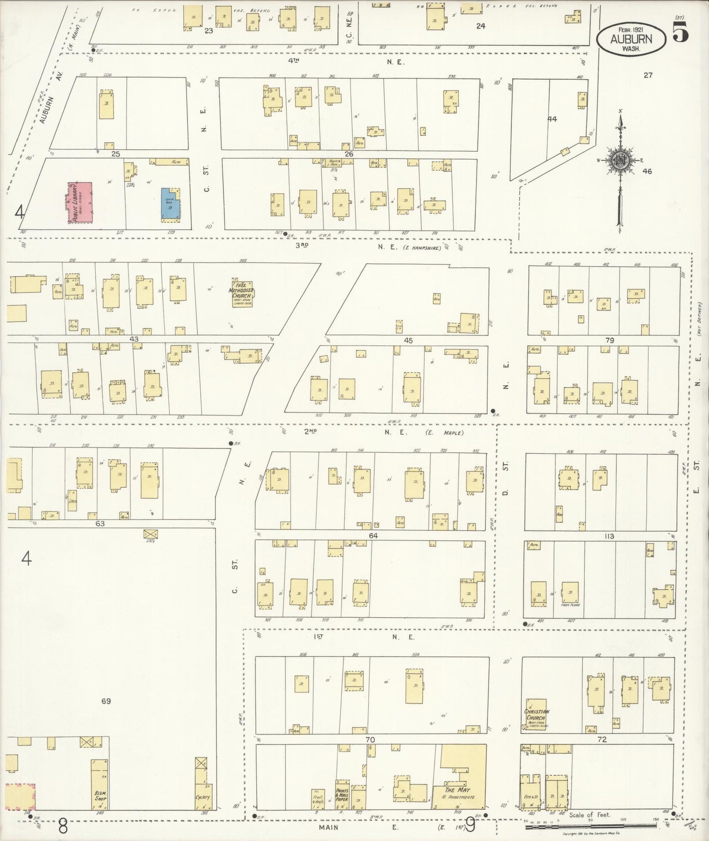 Sanborn Fire Insurance Map from Auburn [see also Slaughter], King County, Washington (1921), Sheet #0005 - Complete Map Set gallery image, historic Sanborn map, vintage wall art, Washington Washington