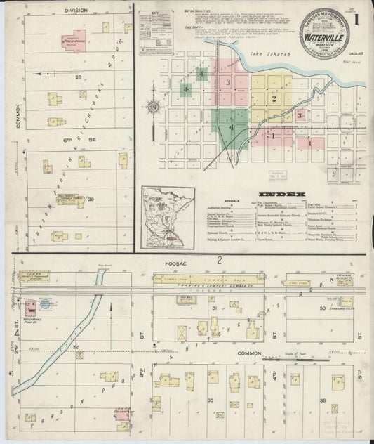 Sanborn Fire Insurance Map from Waterville, Le Sueur County, Minnesota. (1914) – Map View