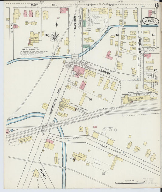 Sanborn Fire Insurance Map from Xenia, Greene County, Ohio (1890), Sheet #0006 - Historic Sanborn Fire Insurance Map Print, vintage old map wall art, antique decor, genealogy gift, Ohio Ohio map