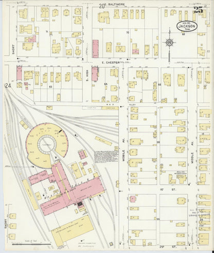 Sanborn Fire Insurance Map from Jackson, Madison County, Tennessee (1912), Sheet #0025 - Complete Map Set gallery image, historic Sanborn map, vintage wall art, Tennessee Tennessee