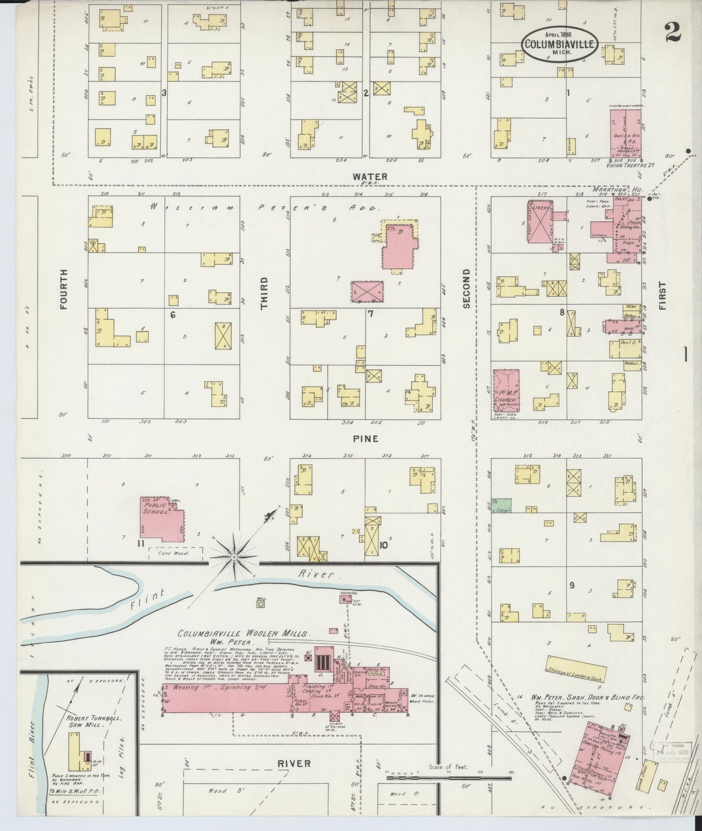 Sanborn Fire Insurance Map from Columbiaville, Lapeer County, Michigan (1898), Sheet #0002 - Complete Map Set gallery image, historic Sanborn map, vintage wall art, Michigan Michigan