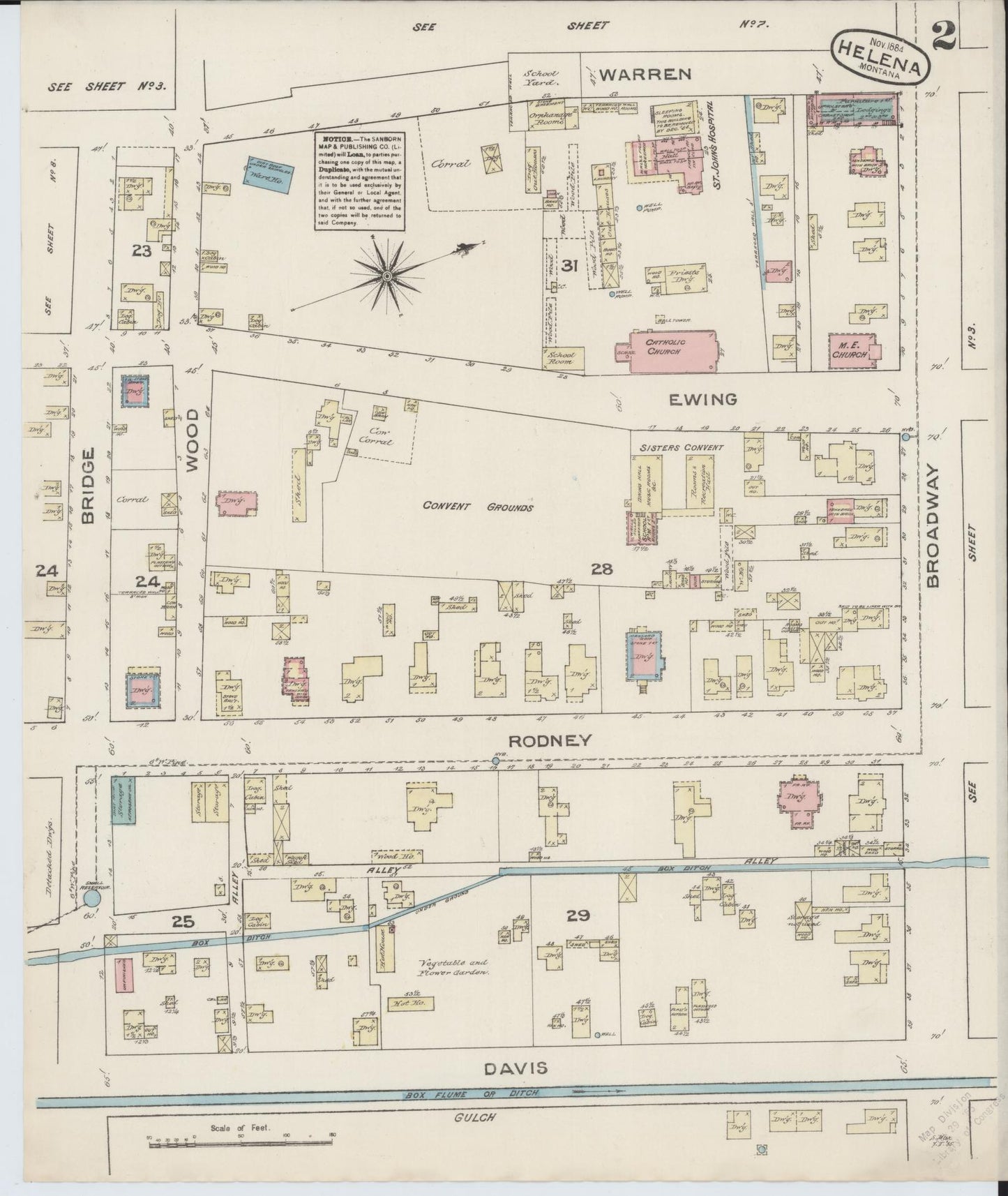 Sanborn Fire Insurance Map from Helena, Lewis and Clark County, Montana (1884), Sheet #0002 - Complete Map Set gallery image, historic Sanborn map, vintage wall art, Montana Montana