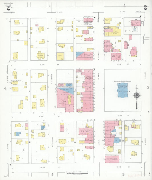 Sanborn Fire Insurance Map from Eureka, Woodford County, Illinois (1941), Sheet #0002 - Historic Sanborn Fire Insurance Map Print, vintage old map wall art, antique decor, genealogy gift, Illinois Illinois map