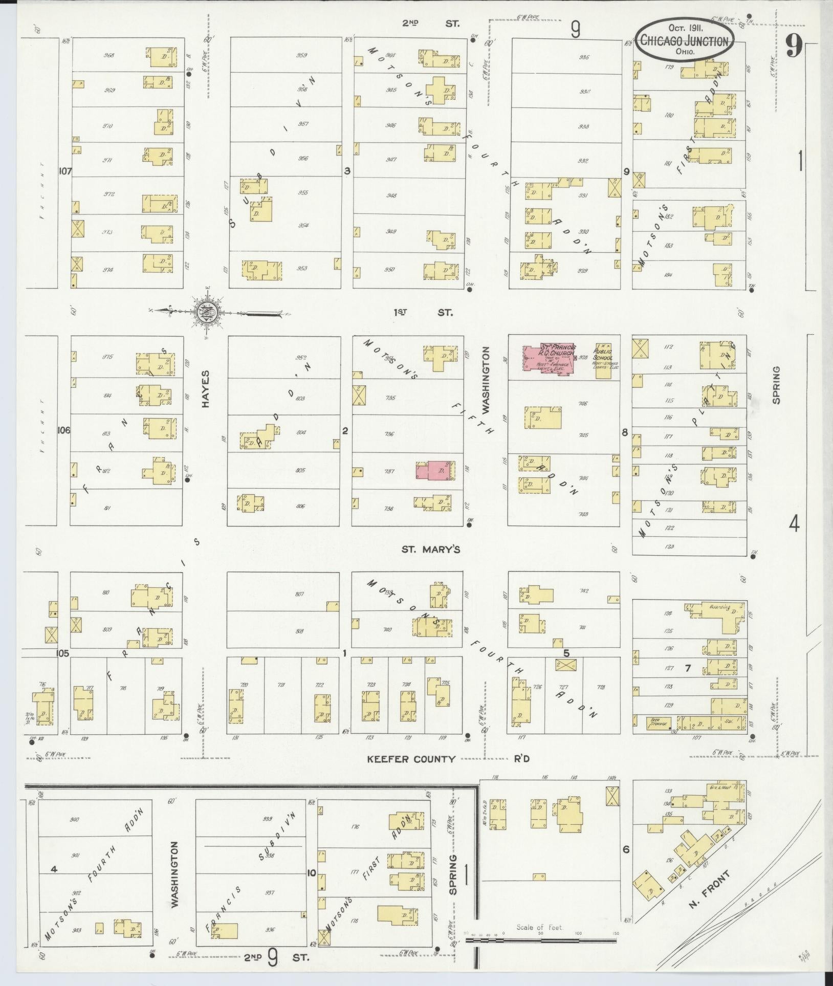Sanborn Fire Insurance Map from Chicago Junction, Huron County, Ohio (1911), Sheet #0009 - Historic Sanborn Fire Insurance Map Print, vintage old map wall art, antique decor, genealogy gift, Ohio Ohio map
