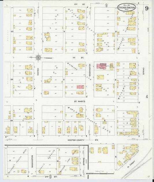 Sanborn Fire Insurance Map from Chicago Junction, Huron County, Ohio (1911), Sheet #0009 - Historic Sanborn Fire Insurance Map Print, vintage old map wall art, antique decor, genealogy gift, Ohio Ohio map