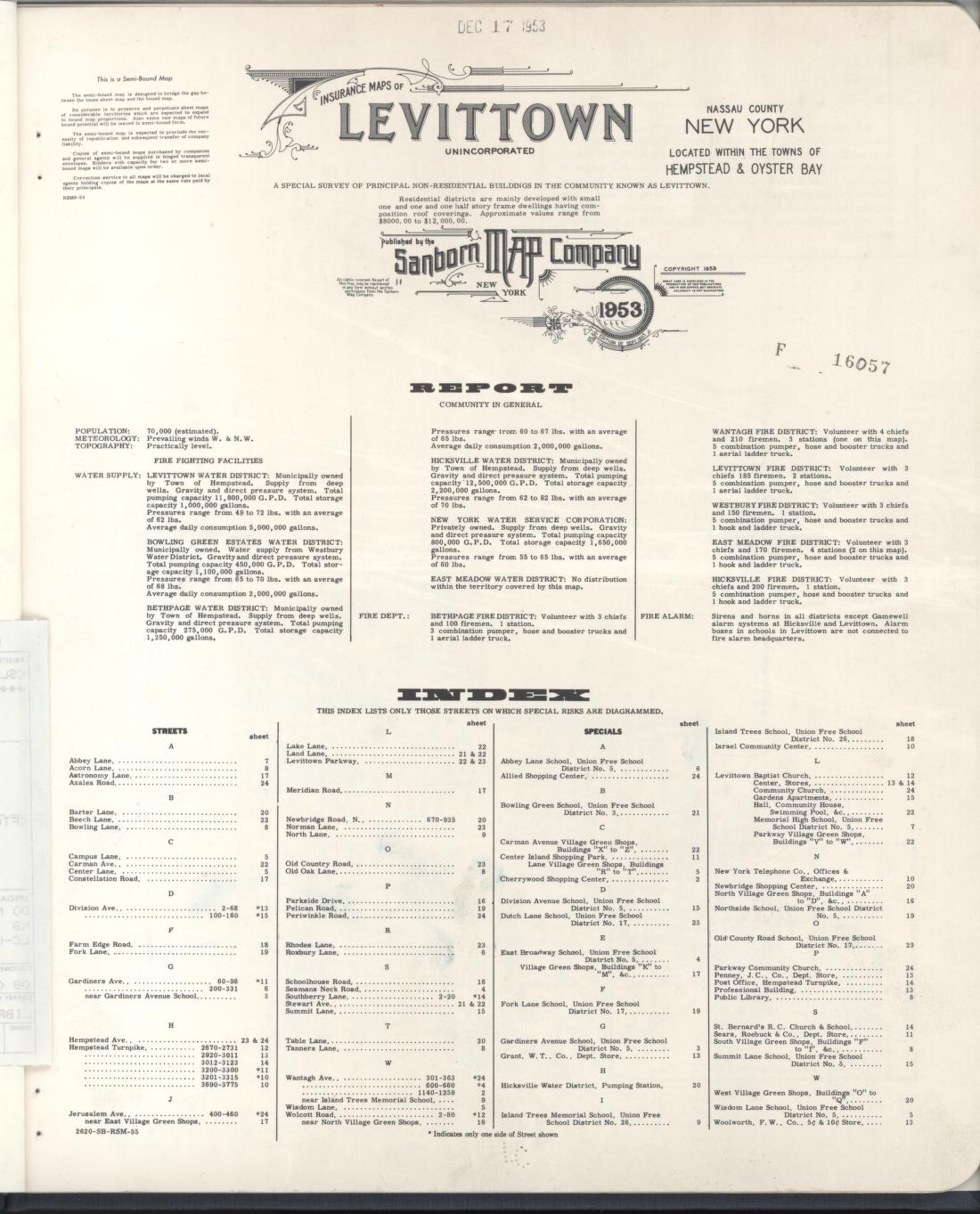 Sanborn Fire Insurance Map from Levittown, Nassau County, New York. (1953) – Historic Sanborn Fire Insurance Map Print