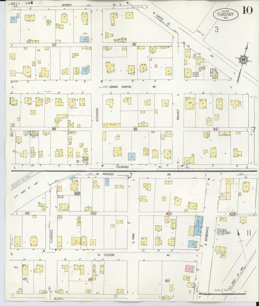 Sanborn Fire Insurance Map from Flagstaff, Coconino County, Arizona (1948), Sheet #0010 - Historic Sanborn Fire Insurance Map Print, vintage old map wall art, antique decor, genealogy gift, Arizona Arizona map