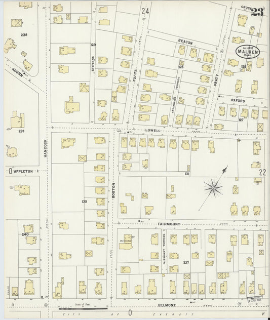 Sanborn Fire Insurance Map from Malden, Middlesex County, Massachusetts (1897), Sheet #0023 - Historic Sanborn Fire Insurance Map Print, vintage old map wall art, antique decor, genealogy gift, Massachusetts Massachusetts map